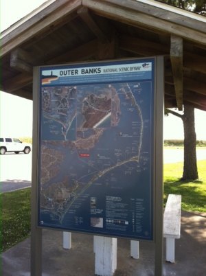 This is the sign kiosk at the Swan Quarter ferry landing.